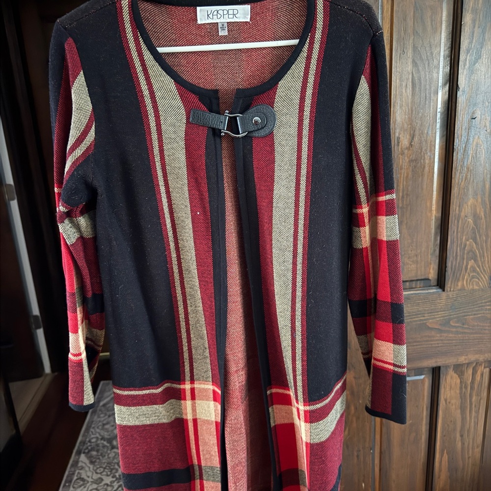 Kasper Red and Black Textured Garment